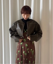 Ameri（アメリ）の「BOA COLLARLESS REVERSIBLE SHORT JACKET（ノー