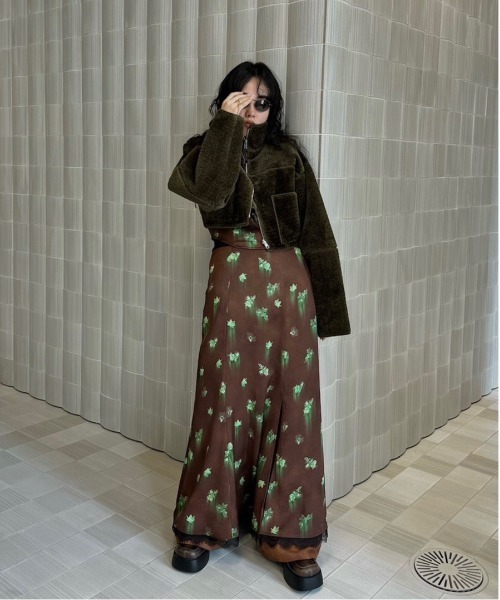 Ameri（アメリ）の「BOA COLLARLESS REVERSIBLE SHORT JACKET（ノー