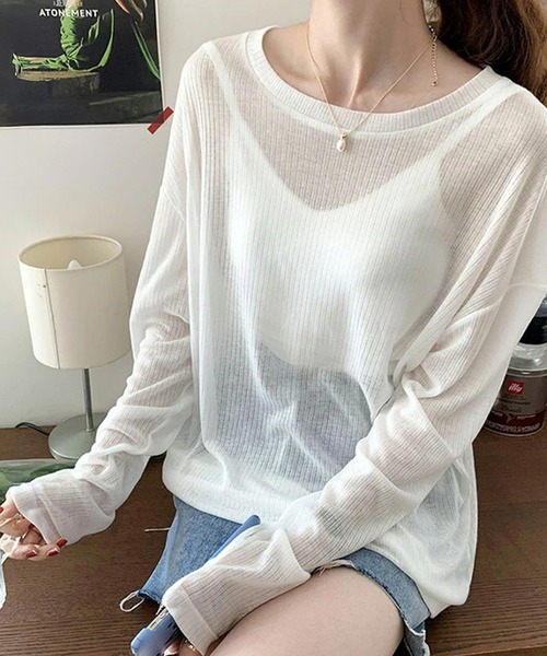by LEGNA（バイレグナ）の「テレコシアーリブニットトップス（Tシャツ/カットソー・レディース・グレー/ブラック/ライトブルー/ホワイト/ピンク/グリーン/イエロー・FREE）」の2枚目の写真