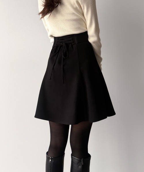 ハイウエストレースアップミニスカート【インパン付き】（スカート
