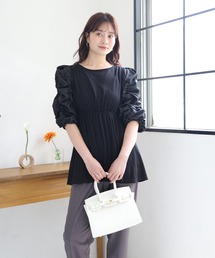 fifth（フィフス）の「【接触冷感】前後2way袖ギャザーペプラムカットソー（Tシャツ/カットソー）」
