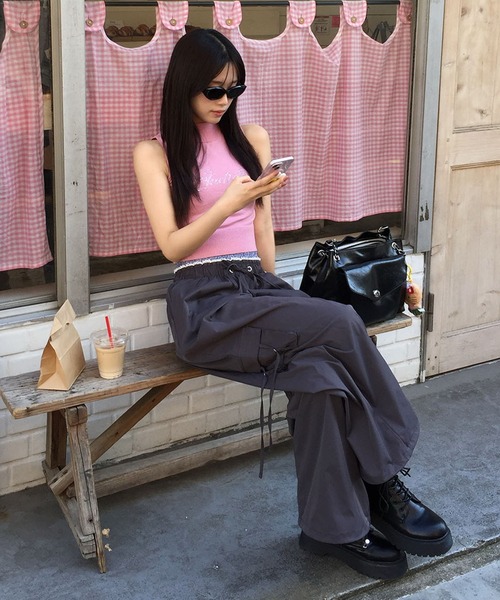 Judin(ジュディン)の「Double waist cargo pants【JD】(カーゴパンツ・レディース・ベージュ/グレー・FREE)」の5枚目の写真