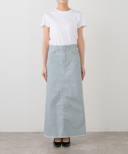 Munich(ミューニック)の「【洗える】Munich/ミューニック デニムスカート(デニムスカート・レディース・ピンク/サックスブルー・FREE)」の3枚目の写真