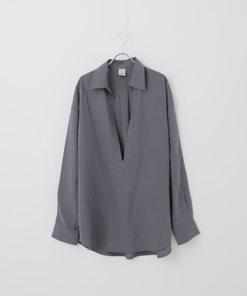 B.C STOCK(ベーセーストック)の「【Deux Allures/ドゥ アリュール】リヨセルスキッパーシャツ(シャツ/ブラウス・メンズ・チャコールグレー/オレンジ・FREE)」の2枚目の写真