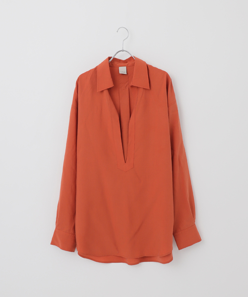 B.C STOCK(ベーセーストック)の「【Deux Allures/ドゥ アリュール】リヨセルスキッパーシャツ(シャツ/ブラウス・メンズ・チャコールグレー/オレンジ・FREE)」の1枚目の写真