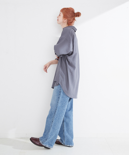 B.C STOCK(ベーセーストック)の「【Deux Allures/ドゥ アリュール】リヨセルスキッパーシャツ(シャツ/ブラウス・メンズ・チャコールグレー/オレンジ・FREE)」の3枚目の写真