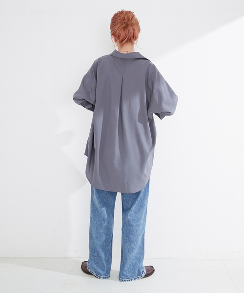 B.C STOCK(ベーセーストック)の「【Deux Allures/ドゥ アリュール】リヨセルスキッパーシャツ(シャツ/ブラウス・メンズ・チャコールグレー/オレンジ・FREE)」の4枚目の写真