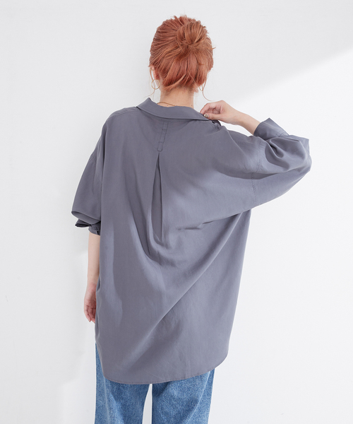 B.C STOCK(ベーセーストック)の「【Deux Allures/ドゥ アリュール】リヨセルスキッパーシャツ(シャツ/ブラウス・メンズ・チャコールグレー/オレンジ・FREE)」の6枚目の写真