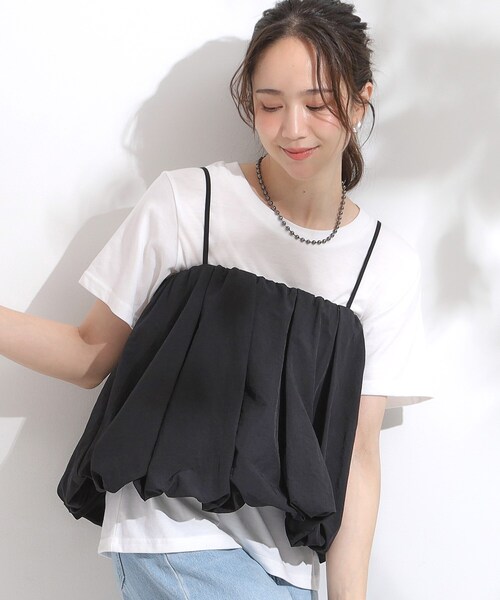 Cutie Blonde（キューティーブロンド）の「【S-LL/2点セット】バルーンキャミ+Tシャツセット（その他トップス・レディース・ホワイト/ブラック・01/02/03/04）」の2枚目の写真