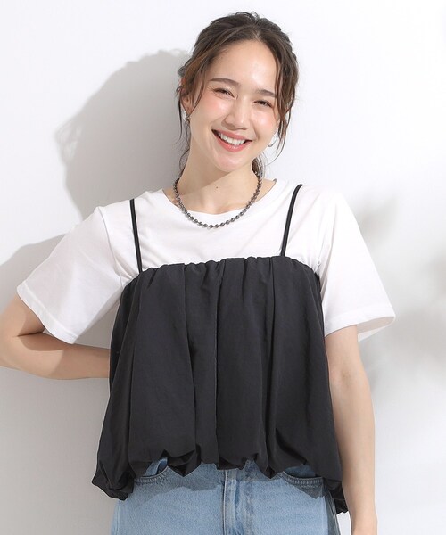 Cutie Blonde（キューティーブロンド）の「【S-LL/2点セット】バルーンキャミ+Tシャツセット（その他トップス・レディース・ホワイト/ブラック・01/02/03/04）」の7枚目の写真