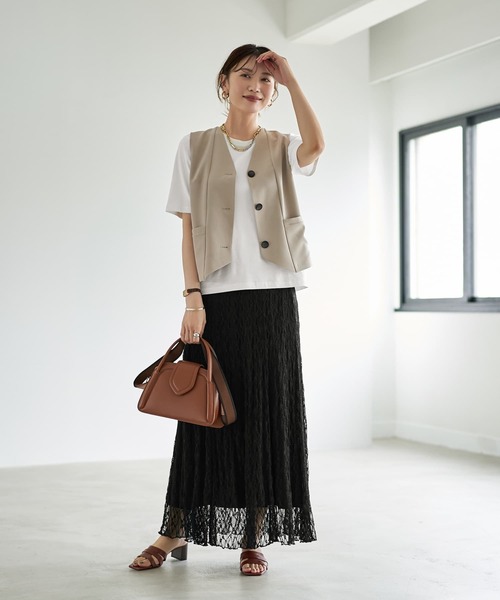 STYLE DELI(スタイルデリ)の「【LUXE】スタイリッシュベストトップス(ベスト・レディース・アイボリー/サンドベージュ・MEDIUM)」の10枚目の写真