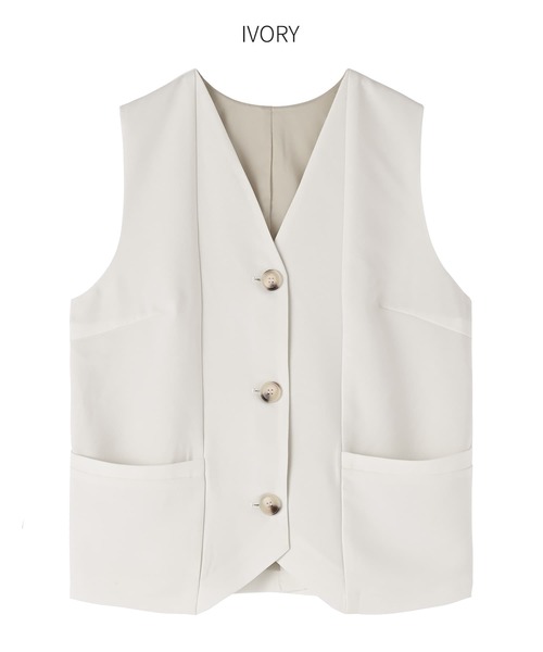 STYLE DELI(スタイルデリ)の「【LUXE】スタイリッシュベストトップス(ベスト・レディース・アイボリー/サンドベージュ・MEDIUM)」の8枚目の写真