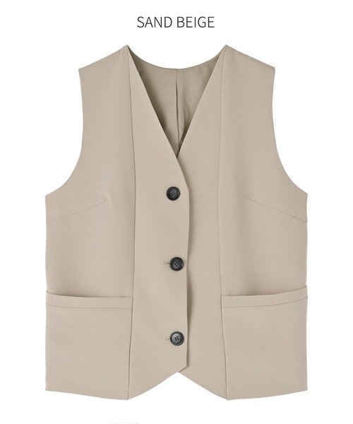 STYLE DELI(スタイルデリ)の「【LUXE】スタイリッシュベストトップス(ベスト・レディース・アイボリー/サンドベージュ・MEDIUM)」の9枚目の写真