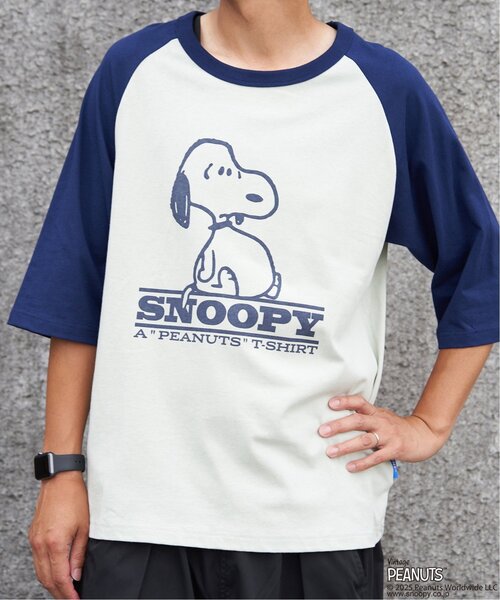 VENCEEXCHANGE(ヴァンスエクスチェンジ)の「PEANUTS ピーナッツ SNOOPY スヌーピー TP ビンテージラグランTシャツ(Tシャツ/カットソー・メンズ・ブラック/ブラウン/ネイビー・S/L/M)」の7枚目の写真