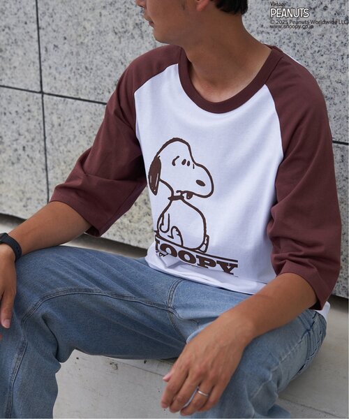 VENCEEXCHANGE(ヴァンスエクスチェンジ)の「PEANUTS ピーナッツ SNOOPY スヌーピー TP ビンテージラグランTシャツ(Tシャツ/カットソー・メンズ・ブラック/ブラウン/ネイビー・S/L/M)」の15枚目の写真