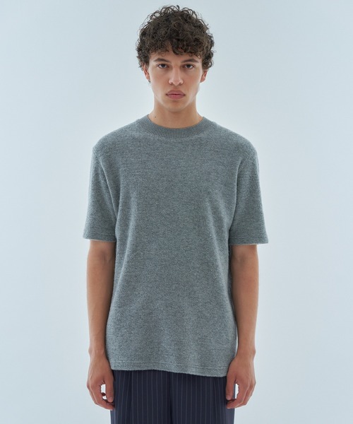 ESTNATION（エストネーション）の「ESTNATION / カシミヤミックス パイルカットソー（Tシャツ/カットソー・メンズ・ネイビー/ライトグレー・MEDIUM/LARGE）」の2枚目の写真