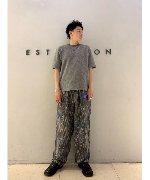 ESTNATION（エストネーション）の「ESTNATION / カシミヤミックス パイルカットソー（Tシャツ/カットソー・メンズ・ネイビー/ライトグレー・MEDIUM/LARGE）」の6枚目の写真
