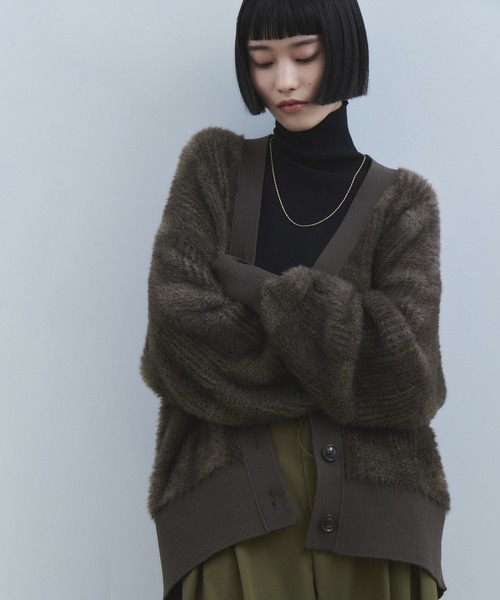 WEB限定】・【サステナブル】フェザーヤーンチェックカーディガン