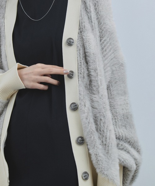 アダムエロペ　フェザーヤーンチェックカーディガン ADAM ET ROPE'（アダムエロペ） 【WEB限定】・【サステナブル