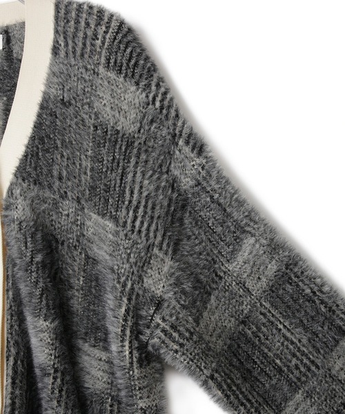 WEB限定】・【サステナブル】フェザーヤーンチェックカーディガン