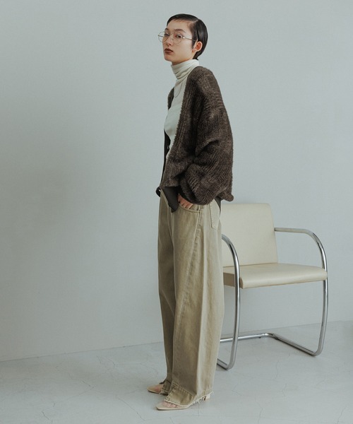 WEB限定】・【サステナブル】フェザーヤーンチェックカーディガン