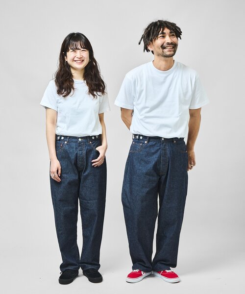 OUTDOOR PRODUCTS（アウトドアプロダクツ）の「ULT JAPANMADE UNISEX LOOSE DENIM 中目黒店/海老名店/WEB限定（スラックス・レディース・ネイビー/ブラック・MEDIUM/LARGE/X-LARGE）」の3枚目の写真