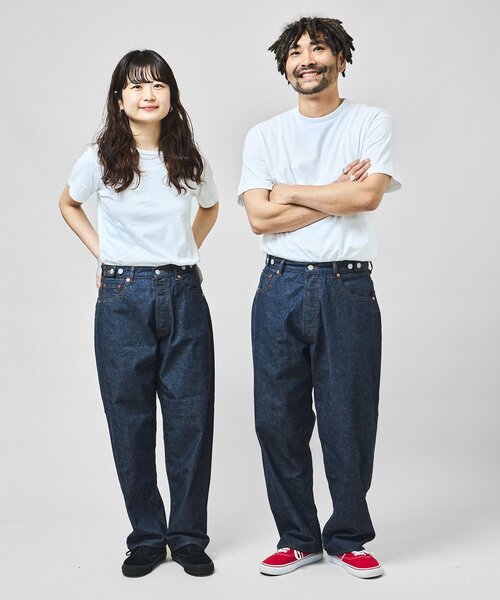 OUTDOOR PRODUCTS（アウトドアプロダクツ）の「ULT JAPANMADE UNISEX LOOSE DENIM 中目黒店/海老名店/WEB限定（スラックス・レディース・ネイビー/ブラック・MEDIUM/LARGE/X-LARGE）」の4枚目の写真