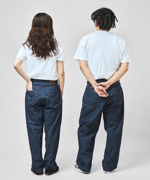 OUTDOOR PRODUCTS（アウトドアプロダクツ）の「ULT JAPANMADE UNISEX LOOSE DENIM 中目黒店/海老名店/WEB限定（スラックス・レディース・ネイビー/ブラック・MEDIUM/LARGE/X-LARGE）」の5枚目の写真
