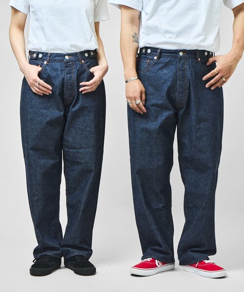 OUTDOOR PRODUCTS（アウトドアプロダクツ）の「ULT JAPANMADE UNISEX LOOSE DENIM 中目黒店/海老名店/WEB限定（スラックス・レディース・ネイビー/ブラック・MEDIUM/LARGE/X-LARGE）」の6枚目の写真