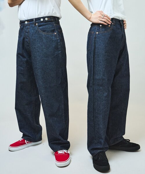 OUTDOOR PRODUCTS（アウトドアプロダクツ）の「ULT JAPANMADE UNISEX LOOSE DENIM 中目黒店/海老名店/WEB限定（スラックス・レディース・ネイビー/ブラック・MEDIUM/LARGE/X-LARGE）」の7枚目の写真