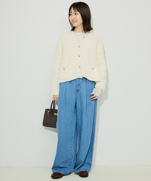 SLOBE IENA（スローブイエナ）の「レイヤードフロッキードットスリーブロンTEE（Tシャツ/カットソー・レディース・ホワイト/ブラック・FREE）」の7枚目の写真