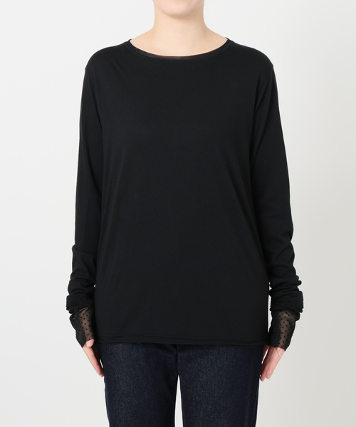 SLOBE IENA（スローブイエナ）の「レイヤードフロッキードットスリーブロンTEE（Tシャツ/カットソー・レディース・ホワイト/ブラック・FREE）」の17枚目の写真