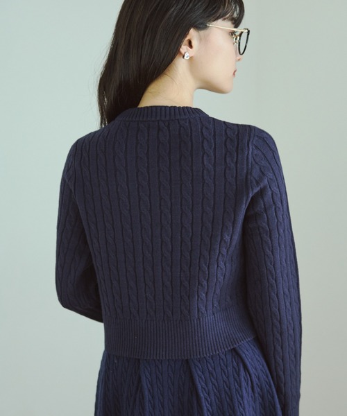 VANNIE U（ヴァニーユー）の「ミニケーブルオーバルロゴニット/セットアップ着用可能（ニット/セーター・レディース・グレー/ネイビー/ライトピンク・FREE）」の21枚目の写真