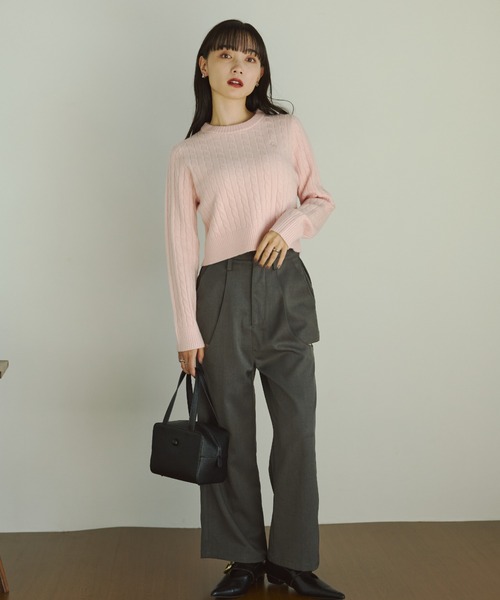 VANNIE U（ヴァニーユー）の「ミニケーブルオーバルロゴニット/セットアップ着用可能（ニット/セーター・レディース・グレー/ネイビー/ライトピンク・FREE）」の17枚目の写真