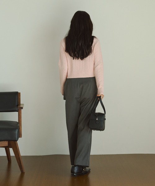 VANNIE U（ヴァニーユー）の「ミニケーブルオーバルロゴニット/セットアップ着用可能（ニット/セーター・レディース・グレー/ネイビー/ライトピンク・FREE）」の19枚目の写真