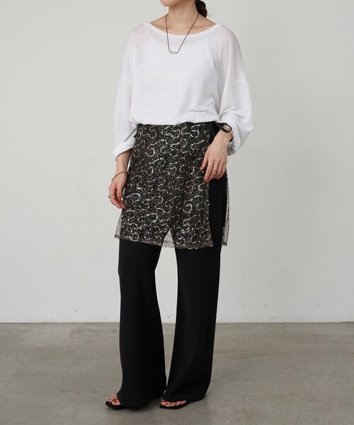 SHENERY(シーナリー)の「スパンコールラップスカート(スカート・レディース・ゴールド/ブラック・FREE)」の5枚目の写真