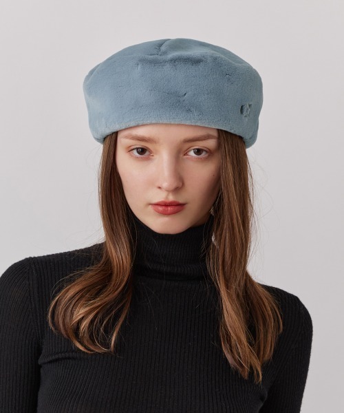 Chapeau d' O(シャポードオー)の「Chapeau d' O Mini Far Beret / シャポードオー(ハンチング/ベレー帽・レディース・ブルー/ベージュ/ホワイト・M/57.5cm)」の3枚目の写真