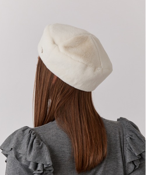 Chapeau d' O(シャポードオー)の「Chapeau d' O Mini Far Beret / シャポードオー(ハンチング/ベレー帽・レディース・ブルー/ベージュ/ホワイト・M/57.5cm)」の6枚目の写真