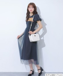 MARY QUANT ネイビー シャツワンピース セール】ロールアップスリーブ ワンピース（ワンピース）｜MARY