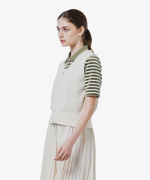 LACOSTE(ラコステ)の「ジップアップニットベスト(ベスト・レディース・グレー/オフホワイト・40/38/36/34)」の12枚目の写真