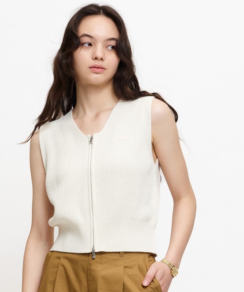 LACOSTE(ラコステ)の「ジップアップニットベスト(ベスト・レディース・グレー/オフホワイト・40/38/36/34)」の2枚目の写真