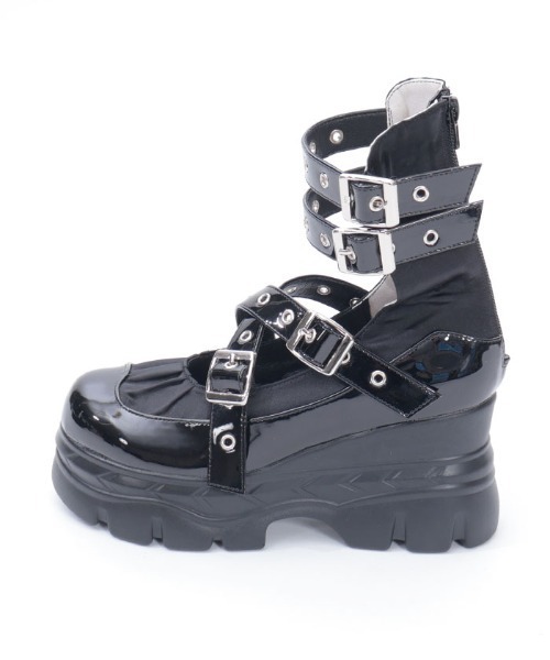 axes femme POETIQUE（アクシーズファムポエティック）の「ベルトデザイン厚底シューズ（パンプス・レディース・グレー/ブラック・LARGE/MEDIUM）」の8枚目の写真