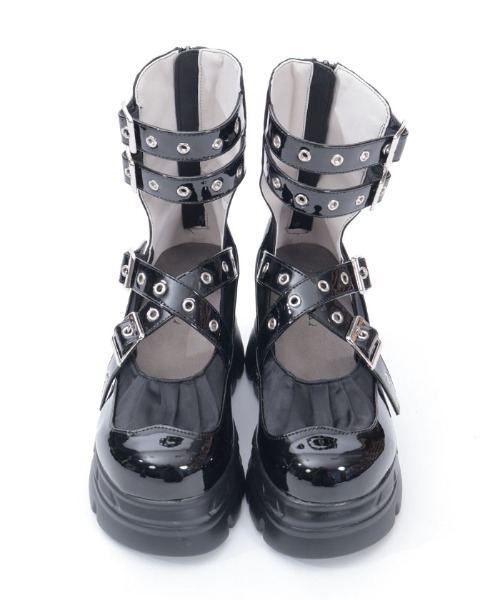 axes femme POETIQUE（アクシーズファムポエティック）の「ベルトデザイン厚底シューズ（パンプス・レディース・グレー/ブラック・LARGE/MEDIUM）」の14枚目の写真