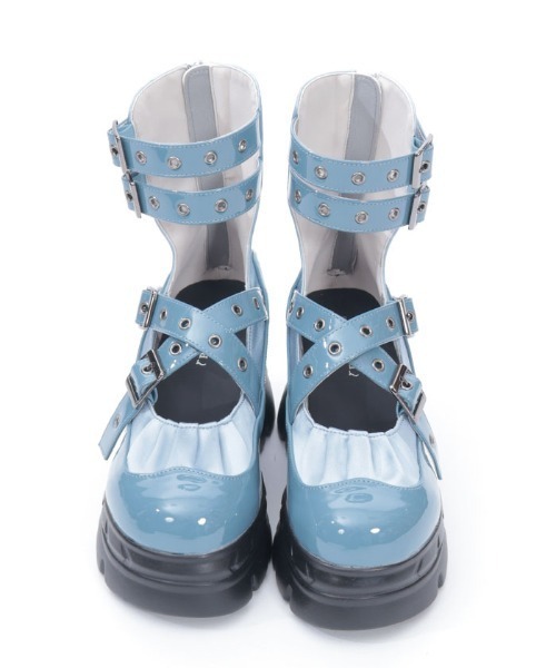 axes femme POETIQUE（アクシーズファムポエティック）の「ベルトデザイン厚底シューズ（パンプス・レディース・グレー/ブラック・LARGE/MEDIUM）」の6枚目の写真