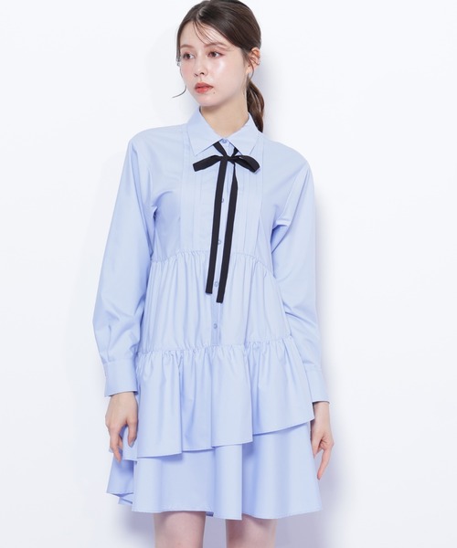 JILL by JILL STUART（ジルバイジルスチュアート）の「◇ティアードミニシャツワンピース（ワンピース・レディース・ブルー/ホワイト/ネイビー・FREE）」の17枚目の写真