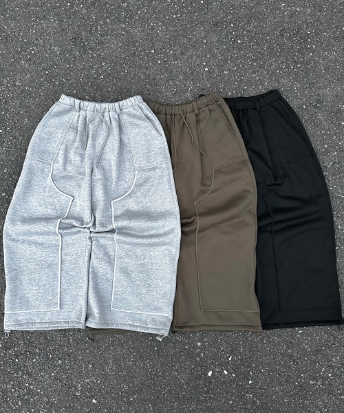 MandO（Auntie Rosa）（エムオー）の「パイピングダブルニーバギースウェットパンツ/セットアップ着用可能（スウェットパンツ・メンズ・カーキ/ブラック/グレー・LARGE/MEDIUM/SMALL）」の5枚目の写真