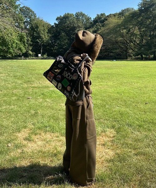 パイピングダブルニーバギースウェットパンツ/セットアップ着用可能