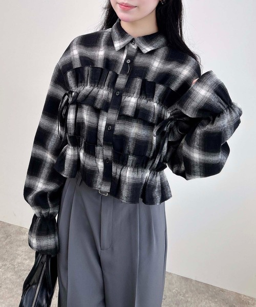 INGNI（イング）の「【WEB限定】チェックフリルシャツ（シャツ/ブラウス・レディース・ワイン系8/ブラック系/ホワイト系その他7・M）」の18枚目の写真