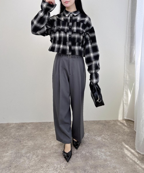 INGNI（イング）の「【WEB限定】チェックフリルシャツ（シャツ/ブラウス・レディース・ワイン系8/ブラック系/ホワイト系その他7・M）」の4枚目の写真
