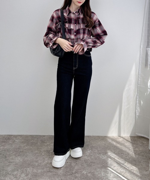 INGNI（イング）の「【WEB限定】チェックフリルシャツ（シャツ/ブラウス・レディース・ワイン系8/ブラック系/ホワイト系その他7・M）」の10枚目の写真